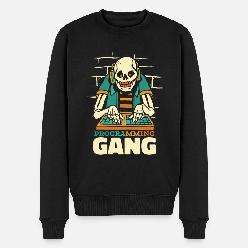 Développeur Coder Programmeur Squelette - Pull Premium bio Homme - noir