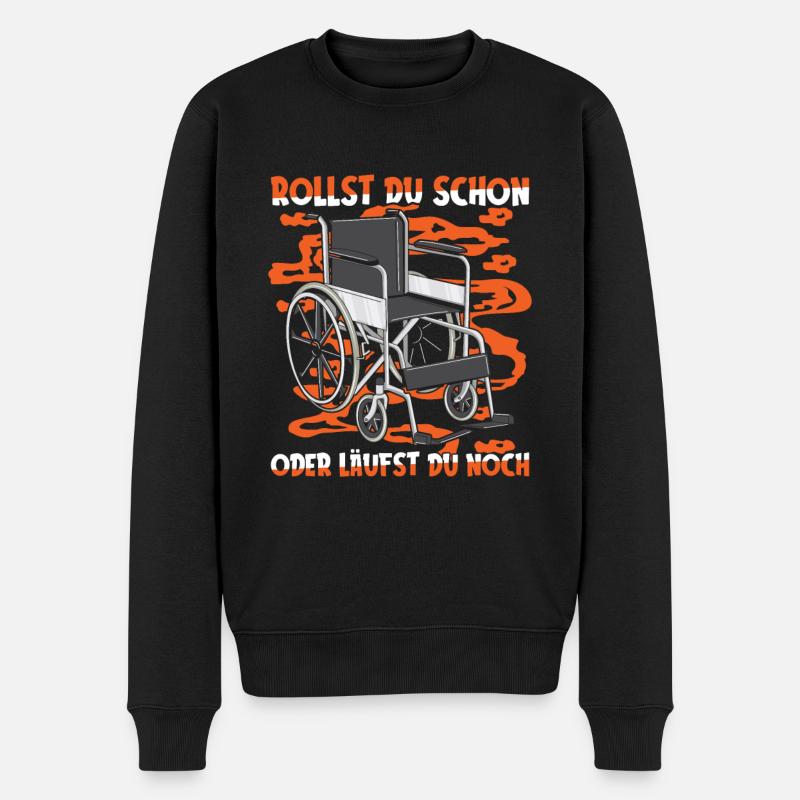 Rollstuhl Rollstuhlfahrer Lustig - Männer Premium Bio Pullover - Schwarz