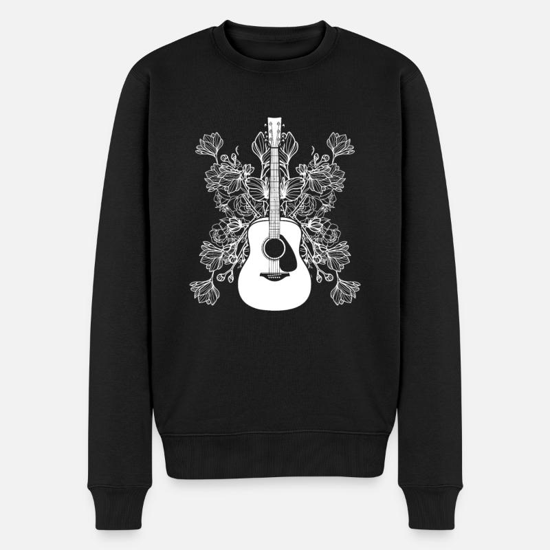 fleurs de guitare acoustique - Pull Premium bio Homme - noir