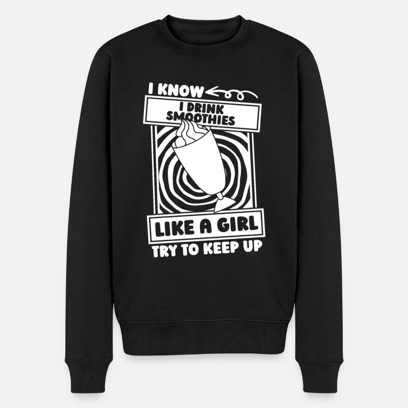 Smoothie Mädchen - Männer Premium Bio Pullover - Schwarz