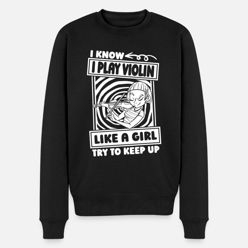 Violine Geige Mädchen - Männer Premium Bio Pullover - Schwarz