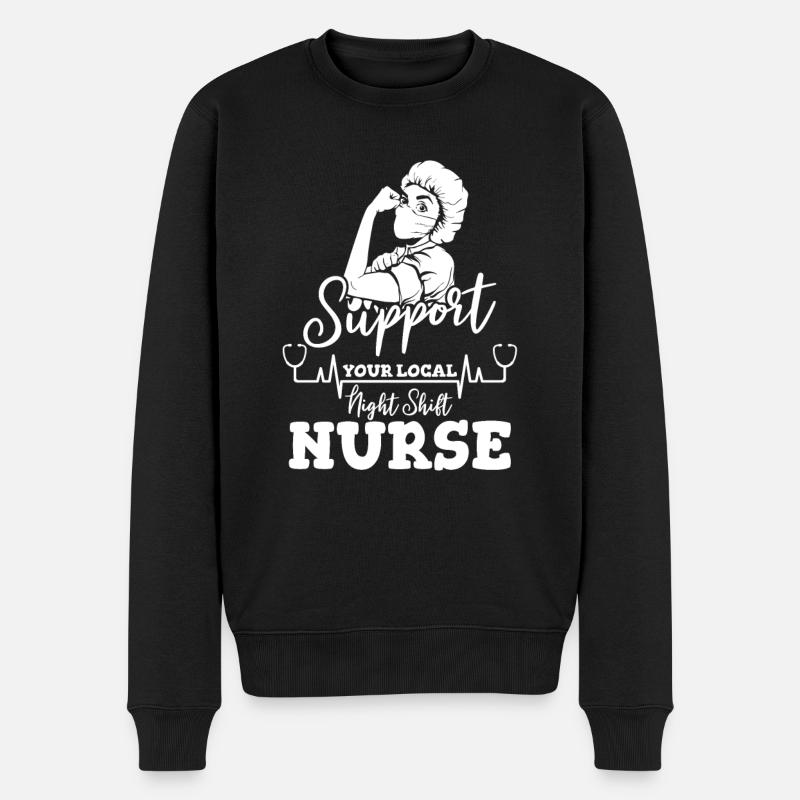 Krankenschwester Herzschlag - Männer Premium Bio Pullover - Schwarz