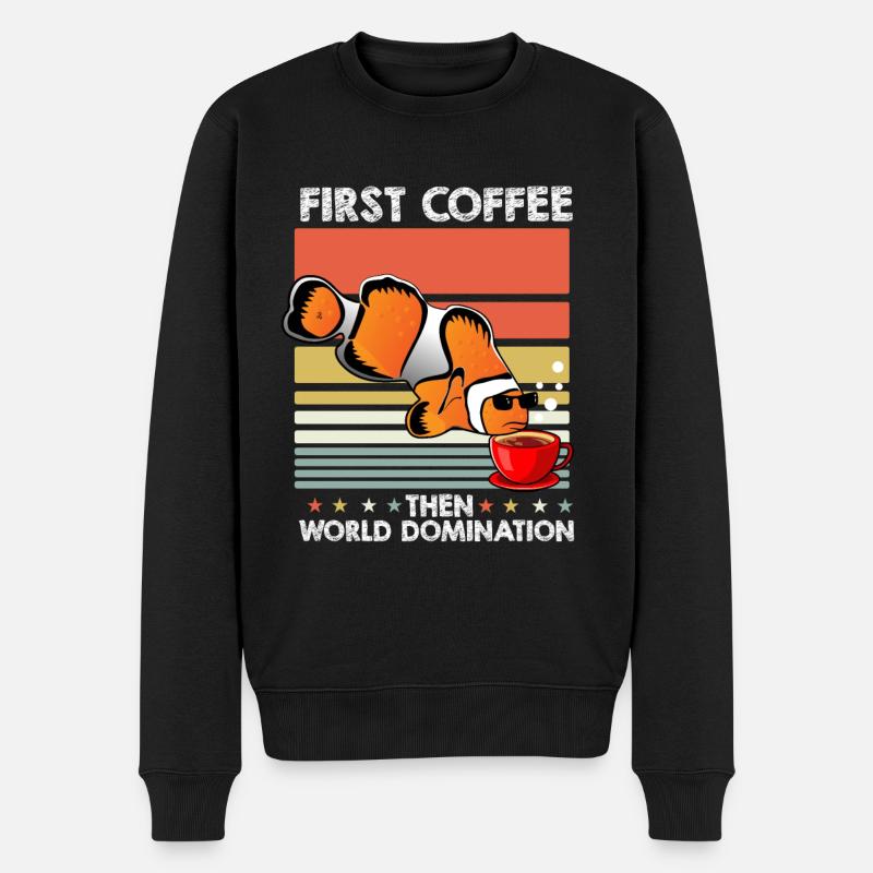 Clownfisch Sonnenbrille Kaffee - Männer Premium Bio Pullover - Schwarz