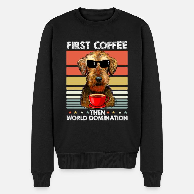 Airedale Terrier Kaffee-Sonnenbrille - Männer Premium Bio Pullover - Schwarz