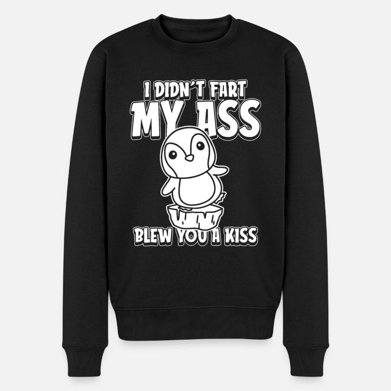 Pinguin Lustig - Männer Premium Bio Pullover - Schwarz