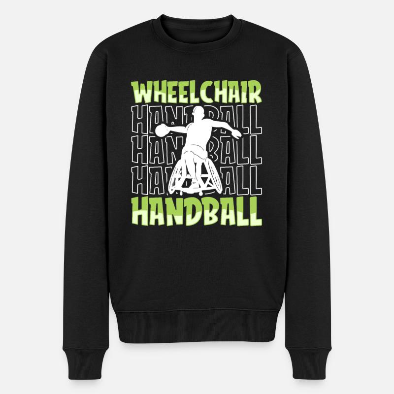 Handball Handballer Rollstuhl - Männer Premium Bio Pullover - Schwarz