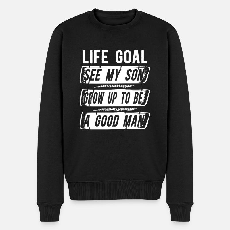Mom Mutter Sohn - Männer Premium Bio Pullover - Schwarz