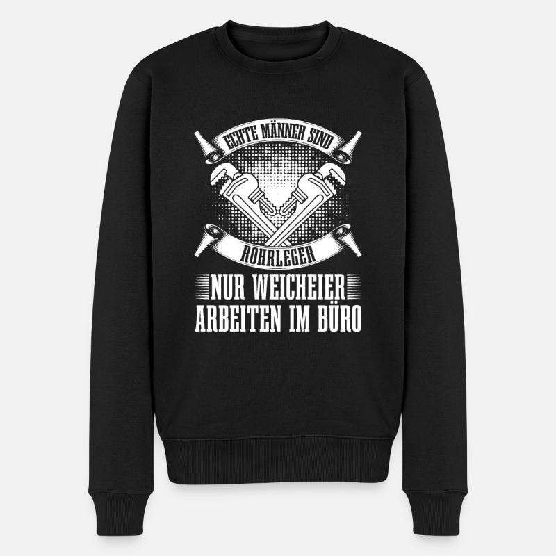 Rohrleitungsbauer Witzig - Männer Premium Bio Pullover - Schwarz