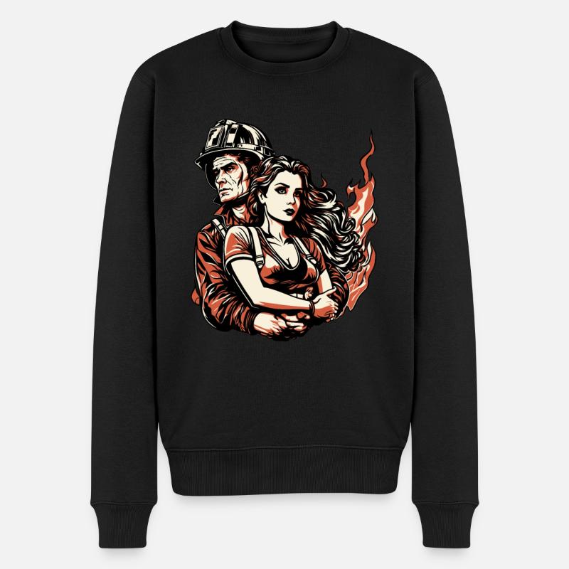 Femme pompier épouse d’un pompier - Pull Premium bio Homme - noir