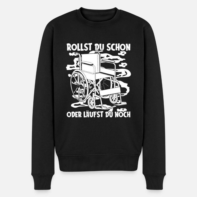 Rollstuhl Rollstuhlfahrer Lustig - Männer Premium Bio Pullover - Schwarz