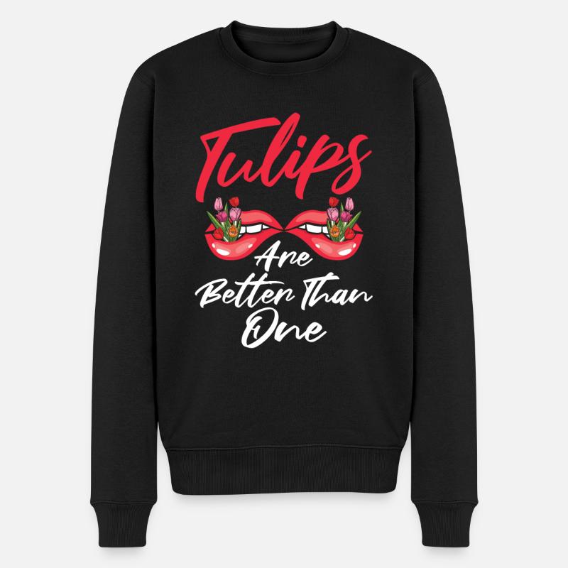 Tulipes Drôles de tulipes - Pull Premium bio Homme - noir
