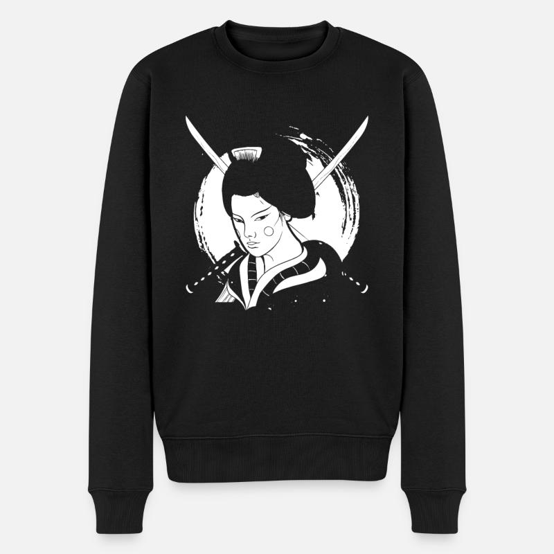 Geisha Katana - Männer Premium Bio Pullover - Schwarz