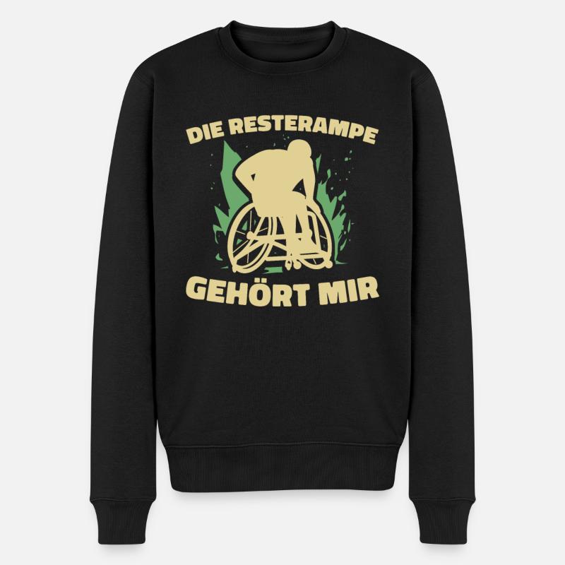 Rollstuhl Rollstuhlfahrer Lustig - Männer Premium Bio Pullover - Schwarz