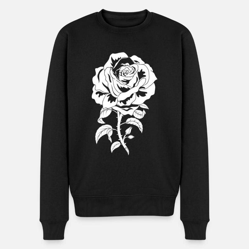 Rosen - Männer Premium Bio Pullover - Schwarz