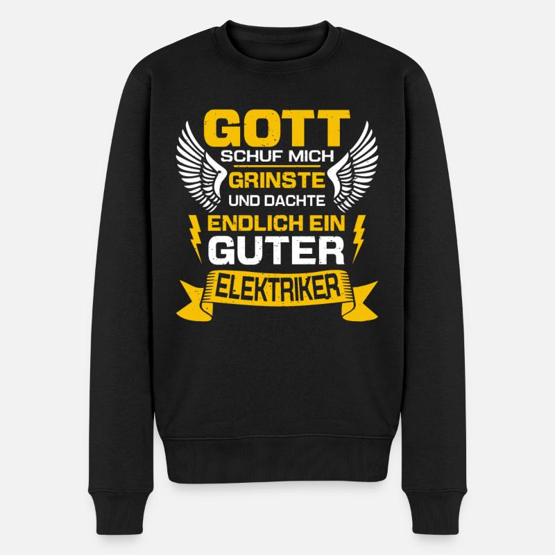 Elektriker Als Gott mich schuf Elektriker Geschenk - Männer Premium Bio Pullover - Schwarz