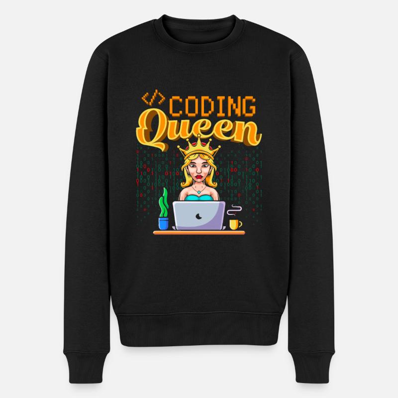 Développeur Coder Programmeur Queen - Pull Premium bio Homme - noir