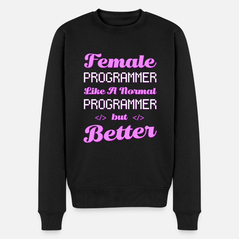 Developer Coder Programmer Female - Men's Premium Organic Jumper - black