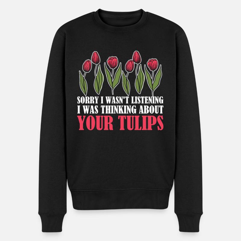 Tulipes Drôles de tulipes - Pull Premium bio Homme - noir