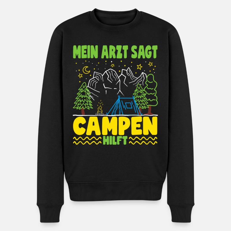 Campen Zelten Urlaub Camping Geschenk - Männer Premium Bio Pullover - Schwarz