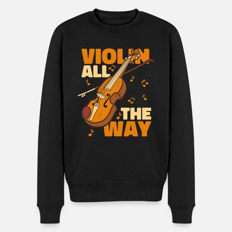 Violine Geige Witzig - Männer Premium Bio Pullover - Schwarz
