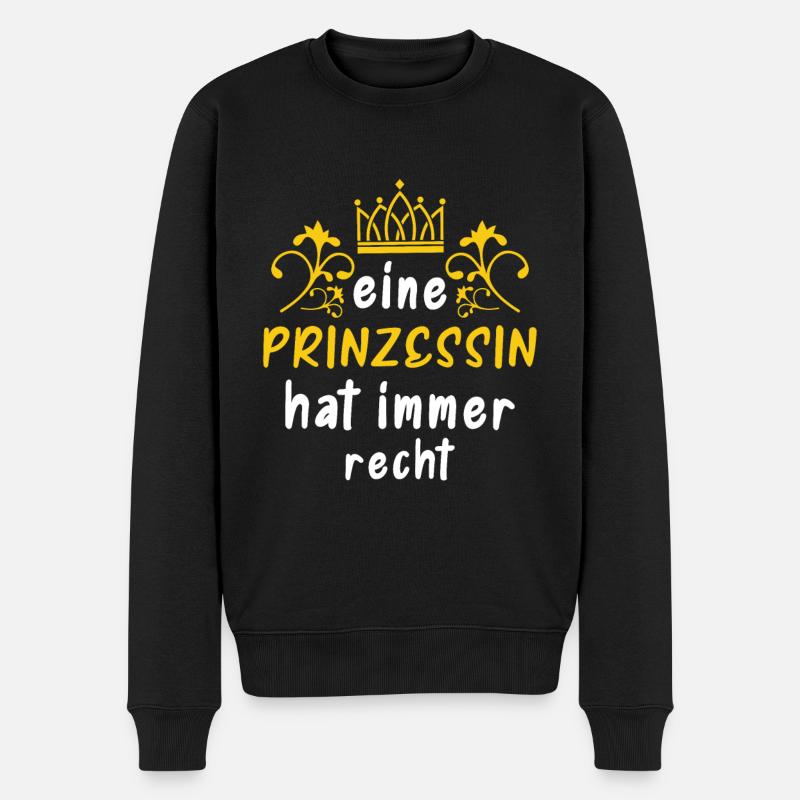 Prinzessin Krone - Männer Premium Bio Pullover - Schwarz