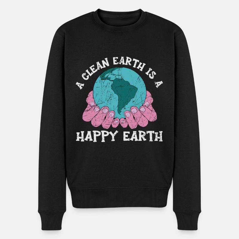 A Clean Earth Is A Happy Earth Environmentalist - Männer Premium Bio Pullover - Schwarz