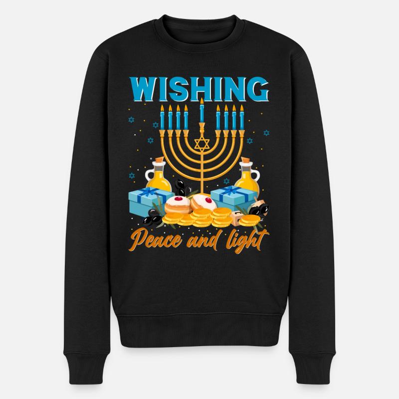 Hanoukka Hanoukka Dreidel Latkes Hanoukka - Pull Premium bio Homme - noir