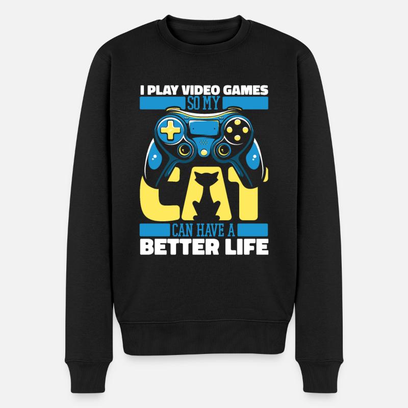 Chat de jeu Gamer - Pull Premium bio Homme - noir