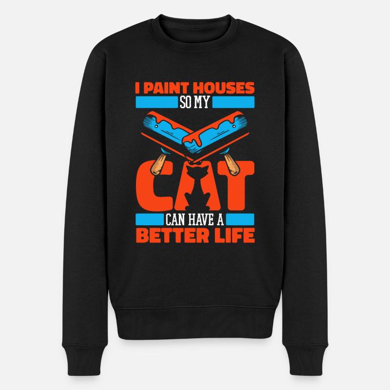 Peintre Vernisseur Chat - Pull Premium bio Homme - noir
