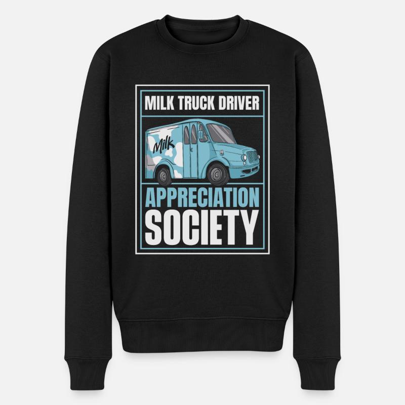 Kuh Milch Witzig Milchwagen - Männer Premium Bio Pullover - Schwarz