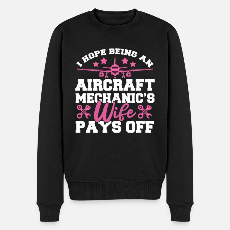 Femme mécanicienne d’avion - Pull Premium bio Homme - noir