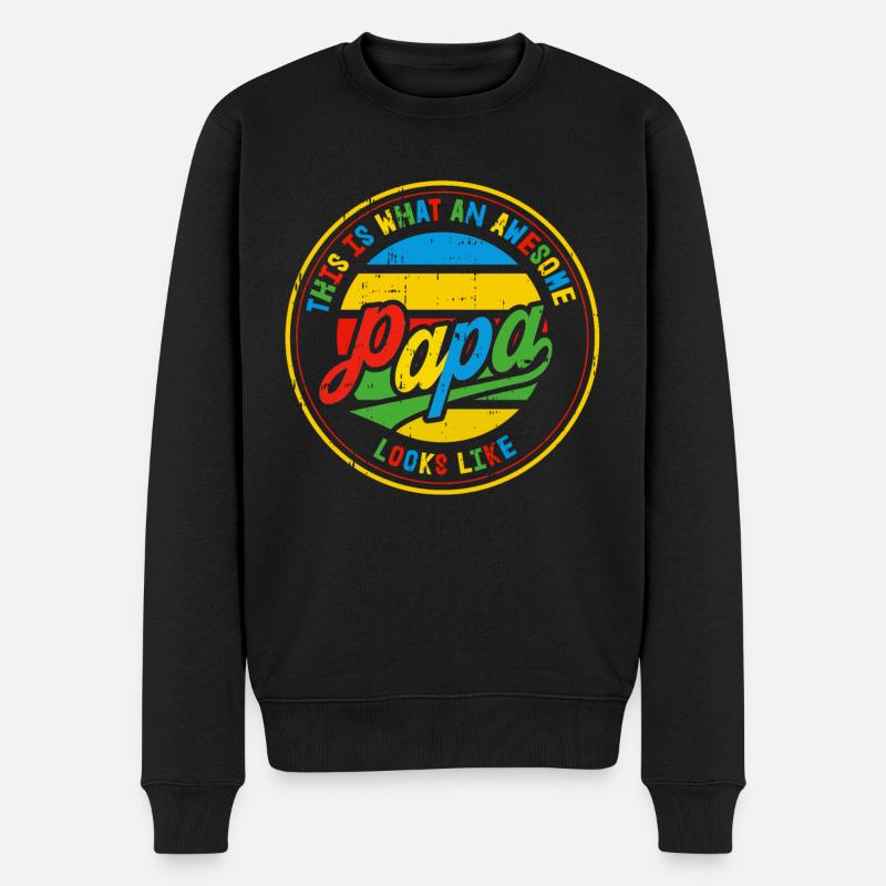 Bester Papa Vatertag Vater Papa Dad Retro Geschenk - Männer Premium Bio Pullover - Schwarz