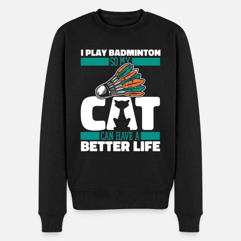 Badminton badminton chat - Pull Premium bio Homme - noir