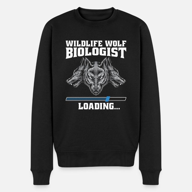 Wolf Biologe - Männer Premium Bio Pullover - Schwarz