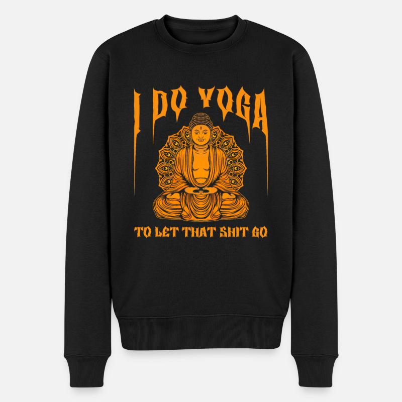 Buddha Buddhist Witzig - Männer Premium Bio Pullover - Schwarz