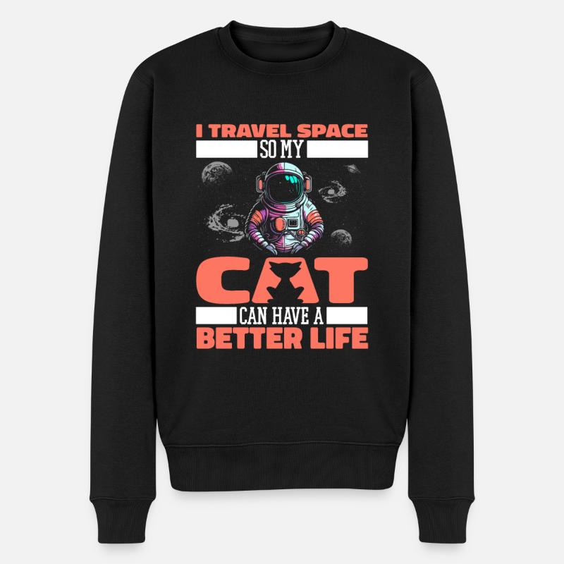 Astronaute, astronaute, cosmonaute, chat - Pull Premium bio Homme - noir