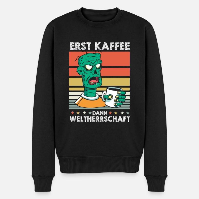 Zombie Halloween Kaffee - Männer Premium Bio Pullover - Schwarz