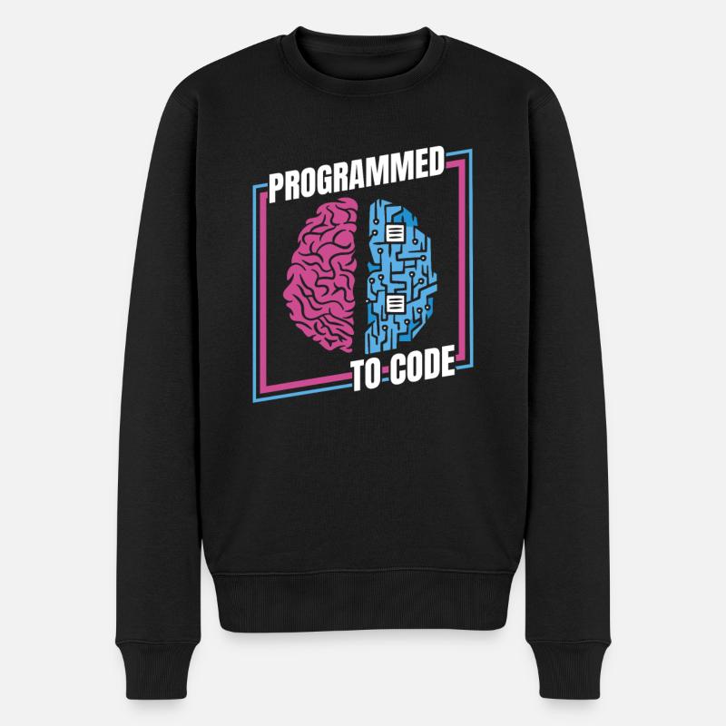 Entwickler Coder Programmierer Gehirn - Männer Premium Bio Pullover - Schwarz
