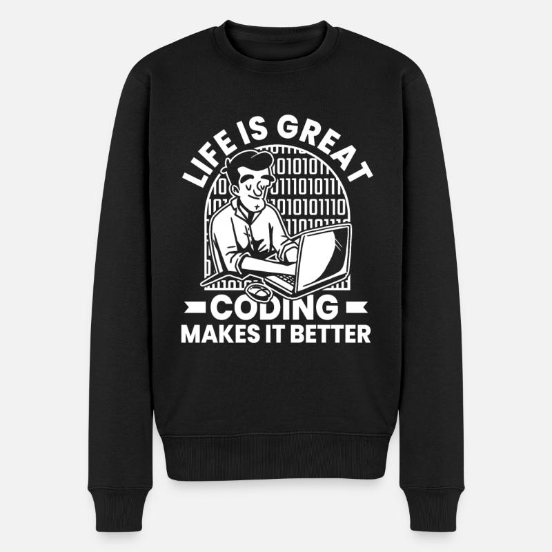Développeur Coder Programmeur Humour - Pull Premium bio Homme - noir