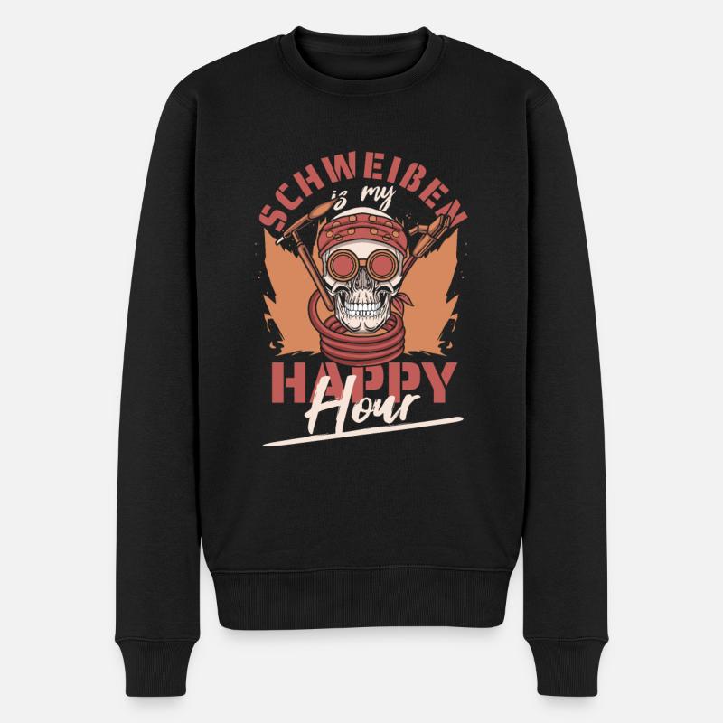 Schweißer Schlosser Schädel Schweier - Männer Premium Bio Pullover - Schwarz