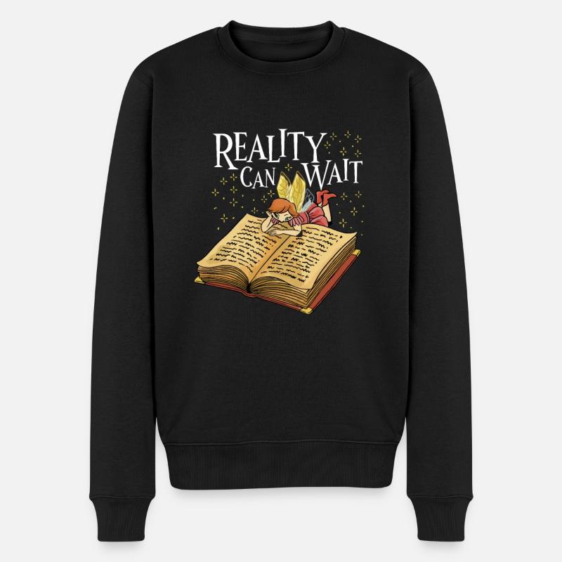 Buch Leseratte Bücherwurm Fee Buchfee - Männer Premium Bio Pullover - Schwarz