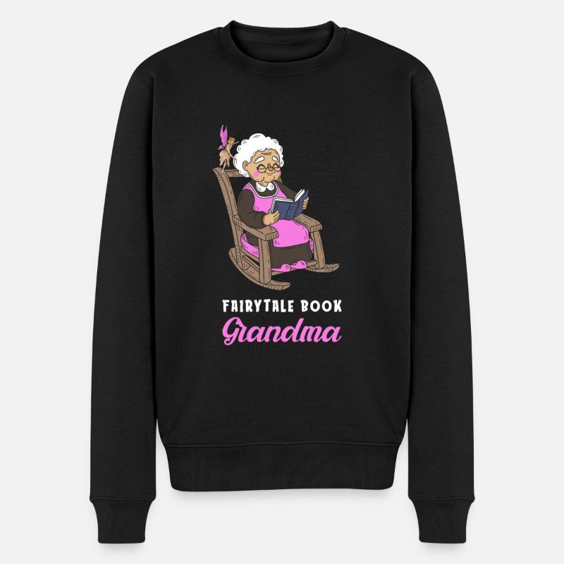 Buch Leseratte Bücherwurm Oma Buchfee - Männer Premium Bio Pullover - Schwarz