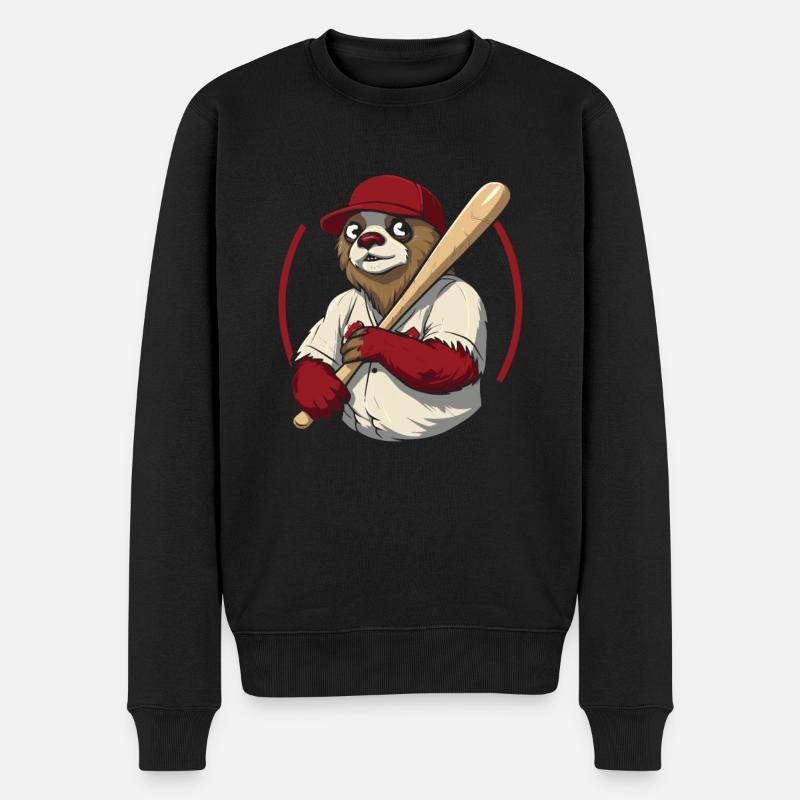 Faultier Niedlich Faultier Baseball - Männer Premium Bio Pullover - Schwarz