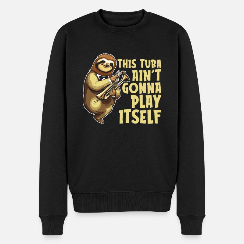 Fanfarenzug Tuba Faultier - Männer Premium Bio Pullover - Schwarz