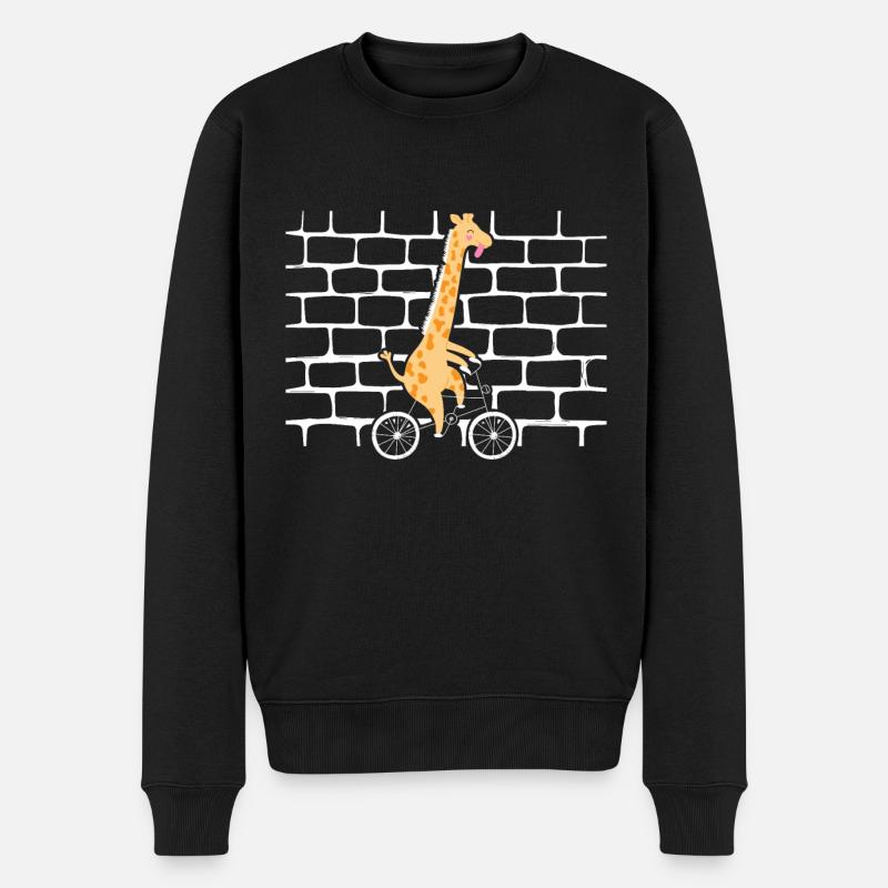 Giraffe Fahrrad - Männer Premium Bio Pullover - Schwarz