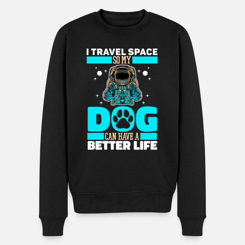 Astronaut Raumfahrer Kosmonaut Hund - Männer Premium Bio Pullover - Schwarz