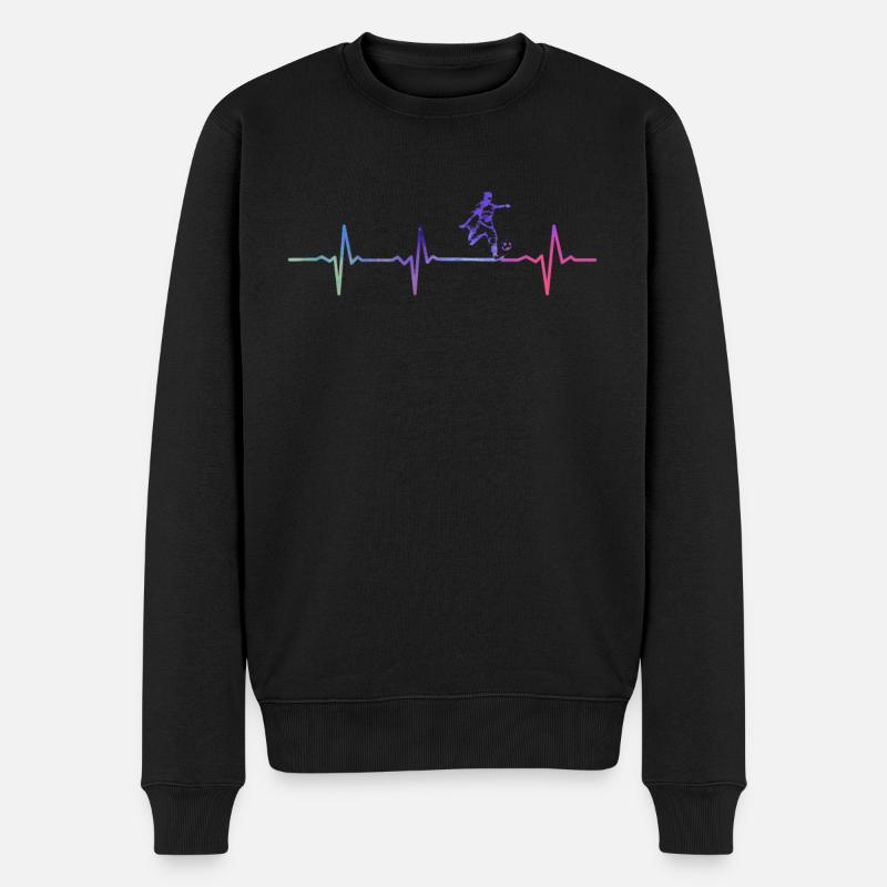 Fußball Herzschlag - Männer Premium Bio Pullover - Schwarz