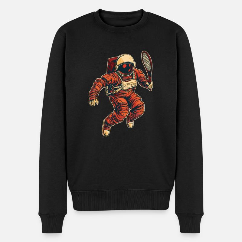 Tennis Astronaut - Männer Premium Bio Pullover - Schwarz