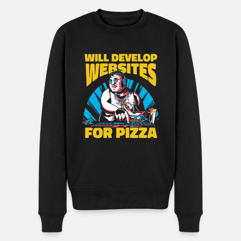 Web Entwickler Webdeveloper Pizza - Männer Premium Bio Pullover - Schwarz