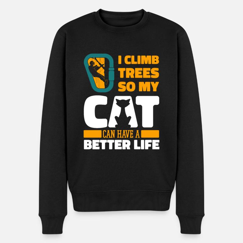 Baumpfleger Baumkletterer Arborist Katze - Männer Premium Bio Pullover - Schwarz